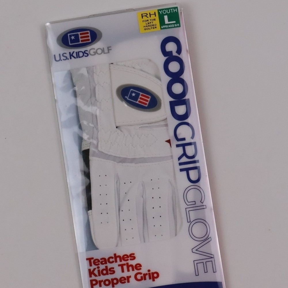 U.S. Kids Golf GoodGrip Glove White Left Hand Golfer Youth Large Leather NWT